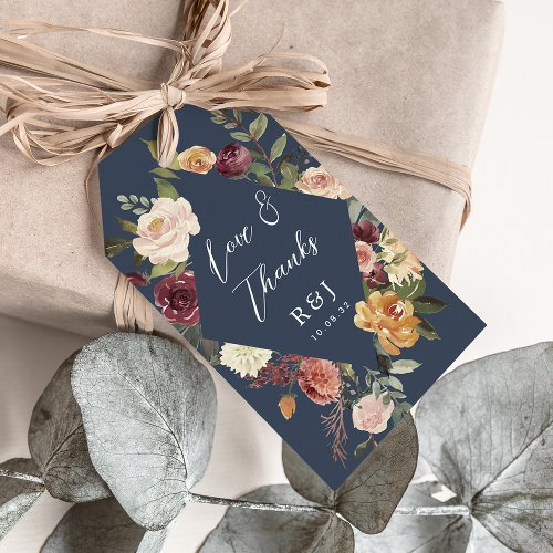 Rustic Bloom Watercolor Floral Wedding Favor Gift Tags