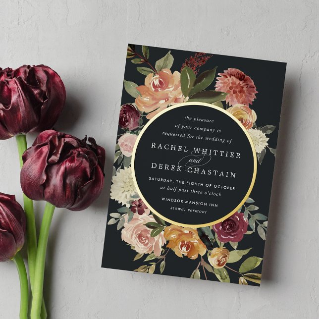 Rustic Bloom Watercolor Floral Wedding Foil Invitation (Creator Uploaded)