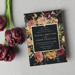 Rustic Bloom Watercolor Floral Wedding Foil Invitation