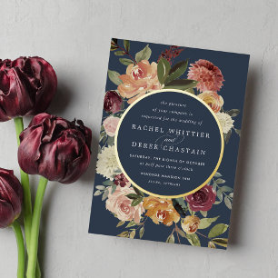 Rustic Bloom Watercolor Floral Wedding Foil Invitation