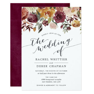 Rustic Bloom Watercolor Floral Wedding Invitation