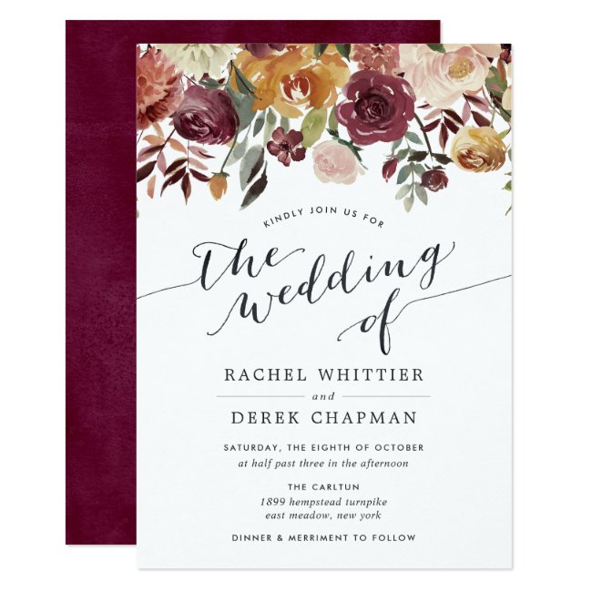 Rustic Bloom Watercolor Floral Wedding Invitation