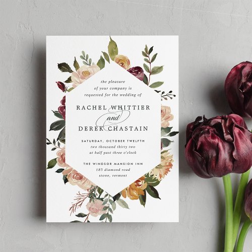 Rustic Bloom Watercolor Floral Wedding Invitation