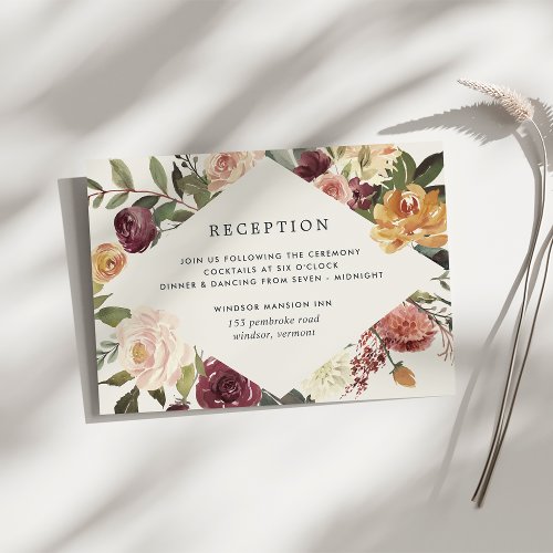 Rustic Bloom Watercolor Floral Wedding Reception Enclosure Card