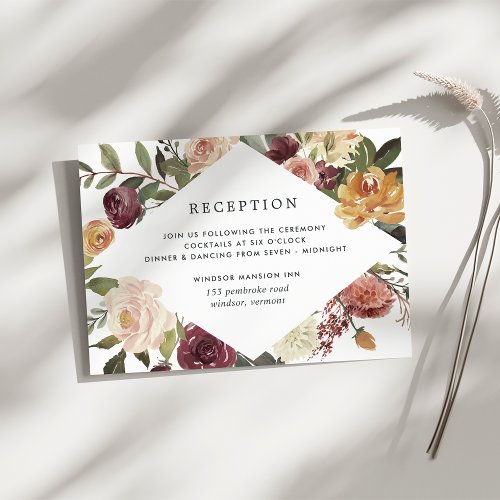 Rustic Bloom Watercolor Floral Wedding Reception Enclosure Card