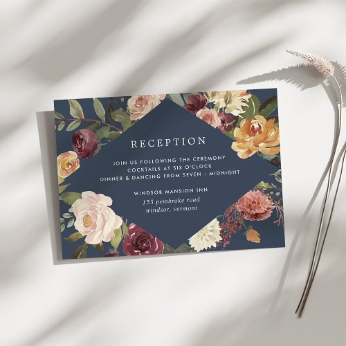 Rustic Bloom Watercolor Floral Wedding Reception Enclosure Card