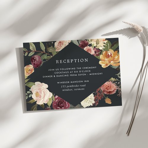 Rustic Bloom Watercolor Floral Wedding Reception Enclosure Card