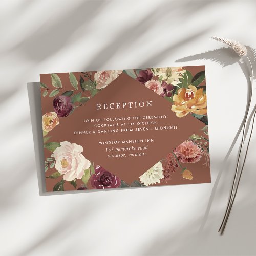 Rustic Bloom Watercolor Floral Wedding Reception Enclosure Card