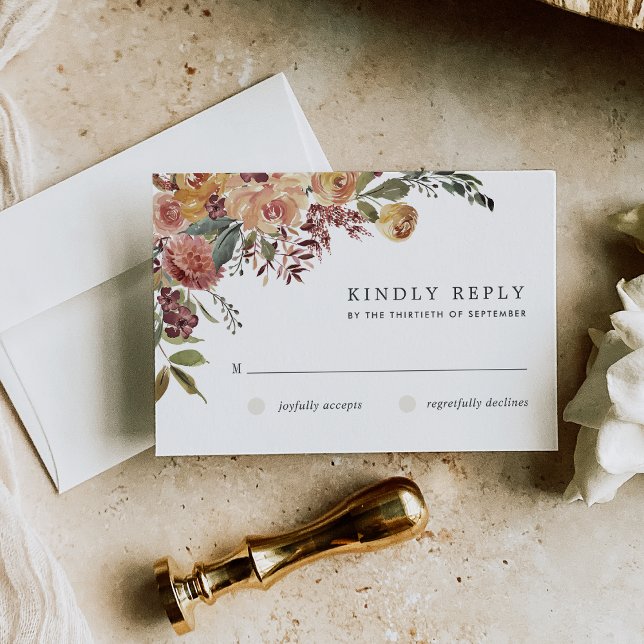 Rustic Bloom Watercolor Floral Wedding RSVP Card (Creator Uploaded)
