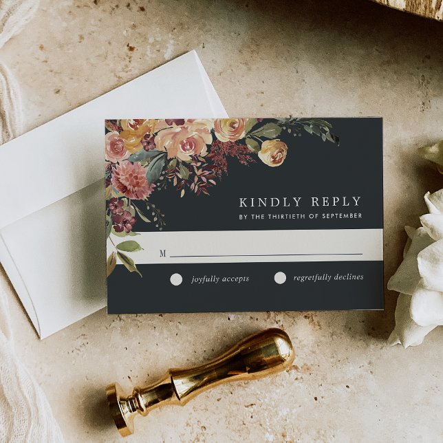 Rustic Bloom Watercolor Floral Wedding RSVP Card (Creator Uploaded)