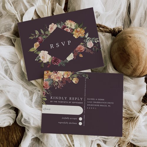 Rustic Bloom Watercolor Floral Wedding RSVP Postcard