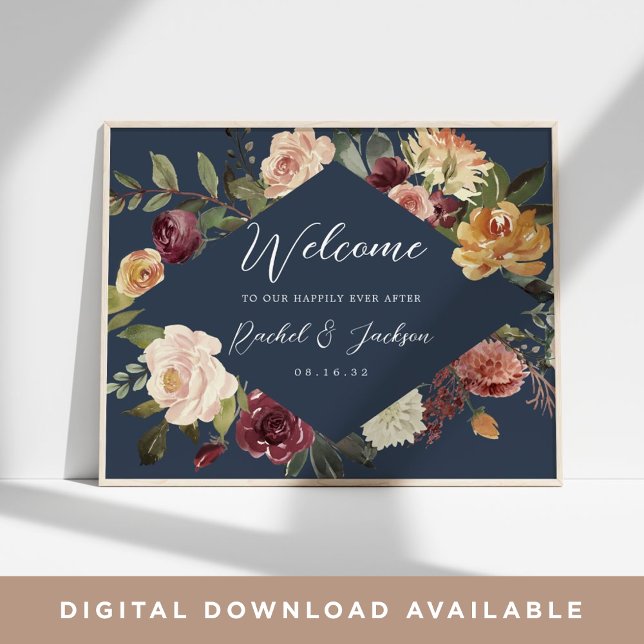 Rustic Bloom Watercolor Floral Wedding Welcome Poster (Creator Uploaded)
