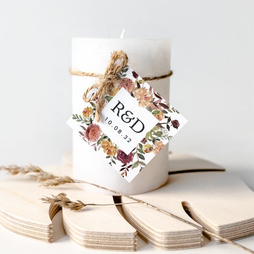 Rustic Bloom  Watercolor Frame Wedding Favor Tags