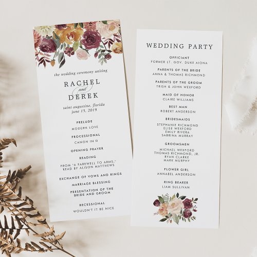 Rustic Bloom Wedding Ceremony Program