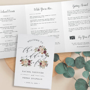 Rustic Bloom Wedding Ceremony Tri-Fold Program