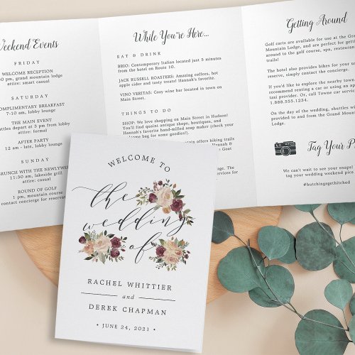 Rustic Bloom Wedding Ceremony Tri_Fold Program