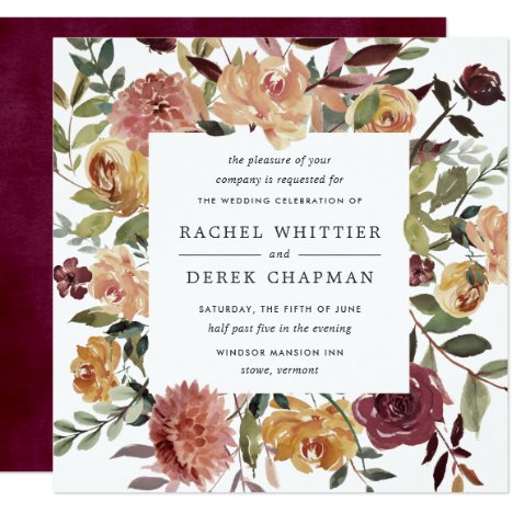 Rustic Bloom Wedding Invitation | Square