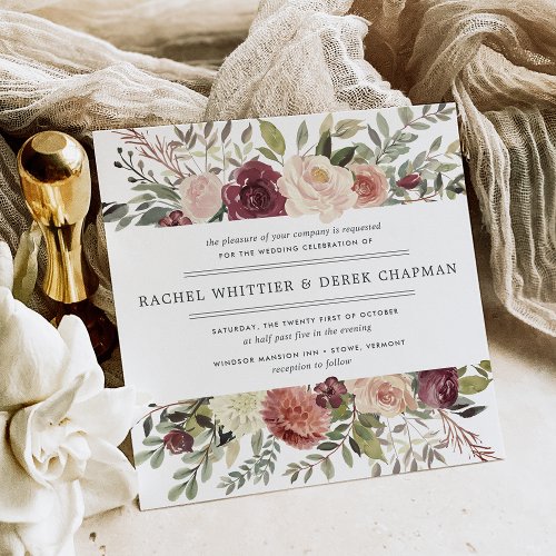 Rustic Bloom Wedding Invitation  Square