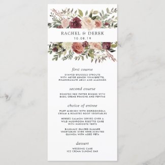 Rustic Bloom Wedding Menu Card