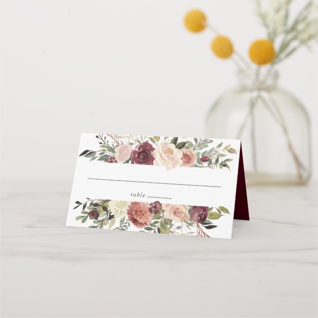 Rustic Bloom Wedding Place Card (Front)
