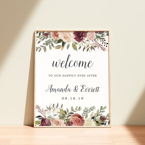 Rustic Bloom Wedding Welcome Poster