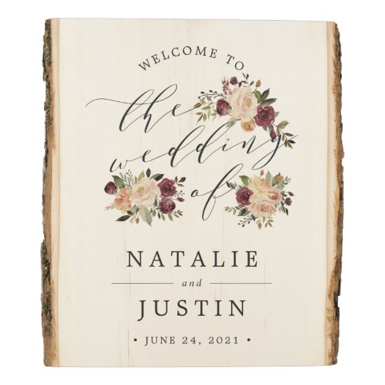 Rustic Bloom Wedding Welcome Wood Panel | Zazzle.com