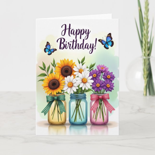 Rustic Blooms Birthday Joy Card (Front)