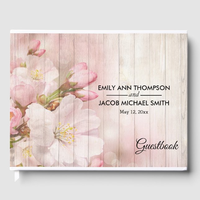 Rustic Blooms | Cherry Blossom Wedding Guest Book (Front)