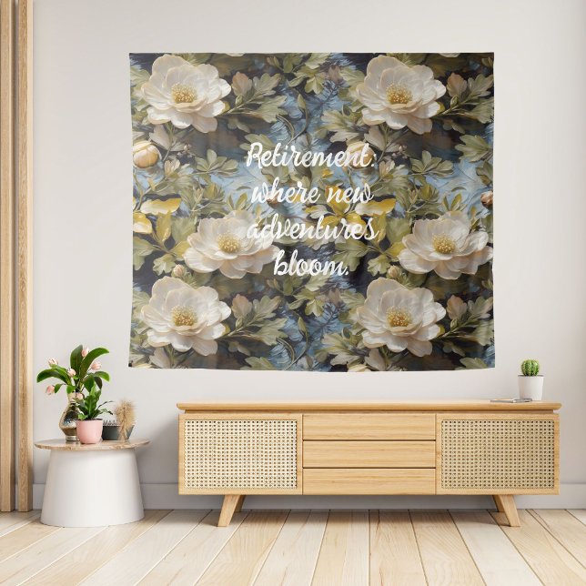 Rustic Blooms Custom Retirement Gifts for Her Tapestry (Rustic Blooms Custom Retirement Gifts for Her)