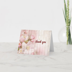 Rustic Blooms Pink Cherry Blossom Thank You Card