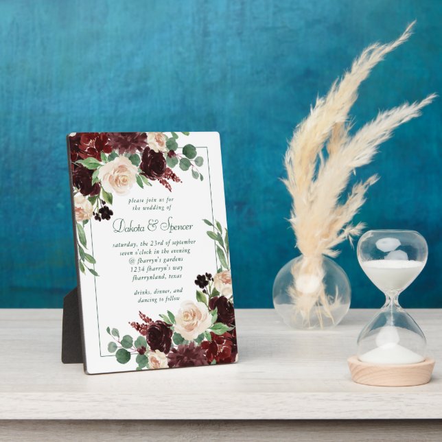 Rustic Blooms | Terracotta and Marsala Keepsake Plaque (Side)