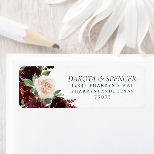 Rustic Blooms  Terracotta and Marsala Red Address Label