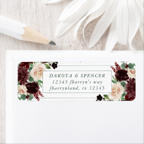 Rustic Blooms  Terracotta and Marsala Red Address Label