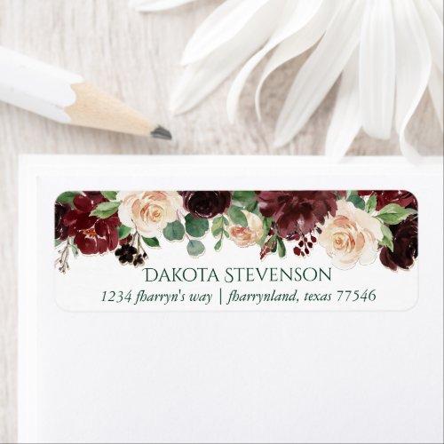 Rustic Blooms  Terracotta and Marsala Red Address Label