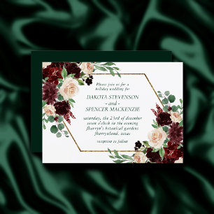 Rustic Blooms Terracotta and Marsala Red Bouquet Invitation