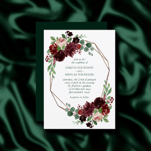 Rustic Blooms   Terracotta and Marsala Red Bouquet Invitation