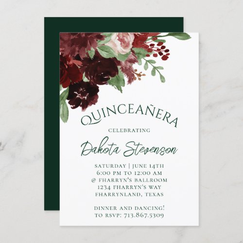 Rustic Blooms  Terracotta and Marsala Red Bouquet Invitation