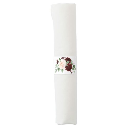 Rustic Blooms  Terracotta and Marsala Red Bouquet Napkin Bands