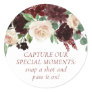 Rustic Blooms | Terracotta and Marsala Red Camera Classic Round Sticker