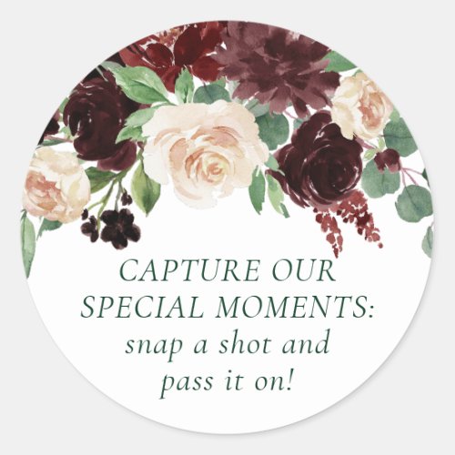 Rustic Blooms  Terracotta and Marsala Red Camera Classic Round Sticker
