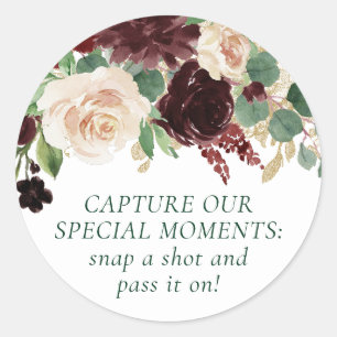 Rustic Blooms Terracotta and Marsala Red Camera Classic Round Sticker