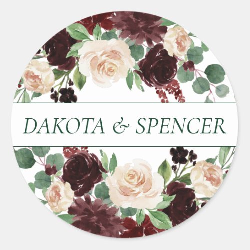 Rustic Blooms  Terracotta and Marsala Red Custom Classic Round Sticker