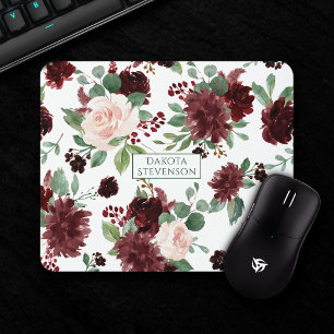 Rustic Blooms   Terracotta and Marsala Red Custom Mouse Pad
