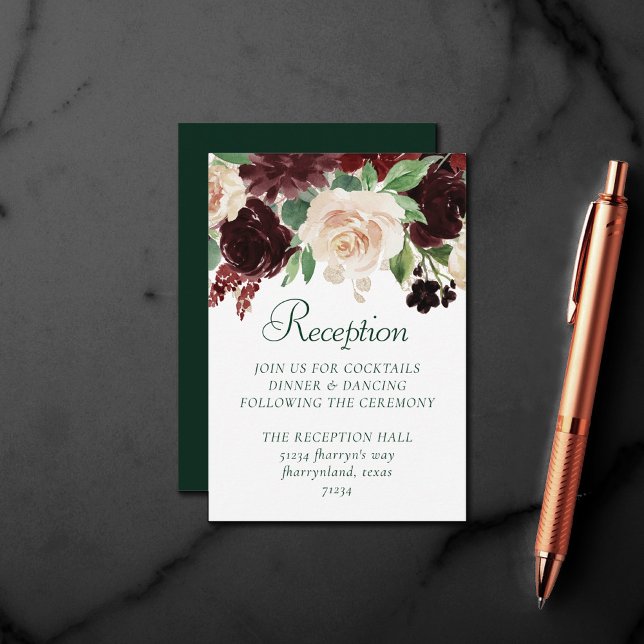 Rustic Blooms | Terracotta and Marsala Red Floral Enclosure Card (Creator Uploaded)