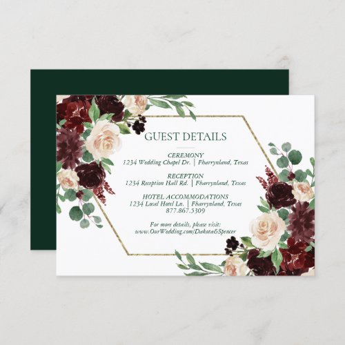Rustic Blooms  Terracotta and Marsala Red Floral Enclosure Card