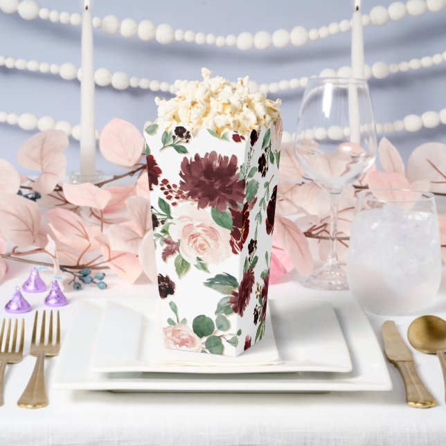 Rustic Blooms | Terracotta and Marsala Red Floral Favor Boxes (Wedding)