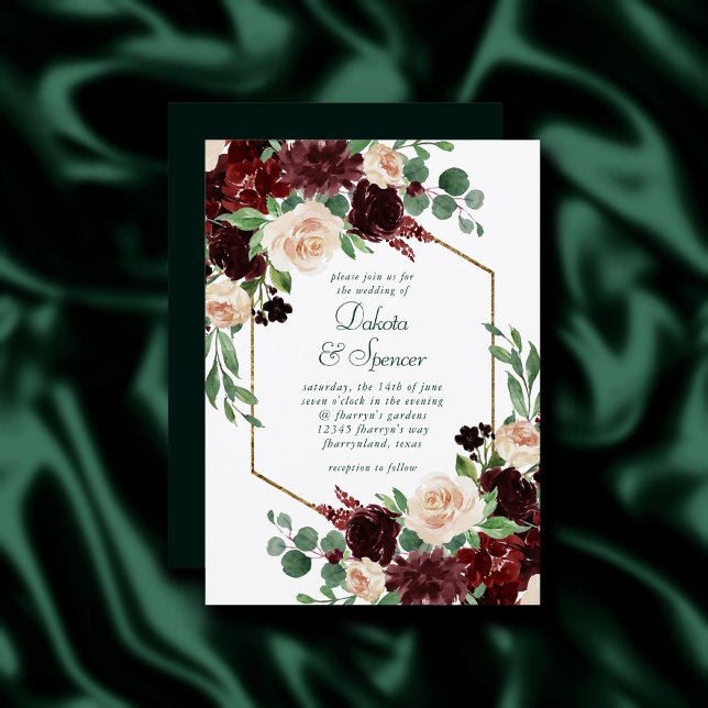 Rustic Blooms | Terracotta and Marsala Red Floral Invitation (Creator Uploaded)