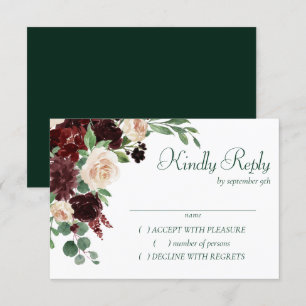 Rustic Blooms   Terracotta and Marsala Red Floral RSVP Card
