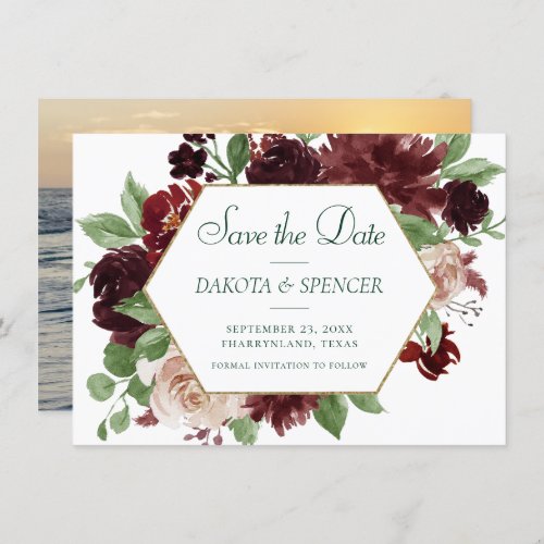 Rustic Blooms  Terracotta and Marsala Red Floral Save The Date