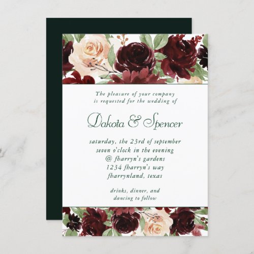 Rustic Blooms  Terracotta and Marsala Red Garland Invitation